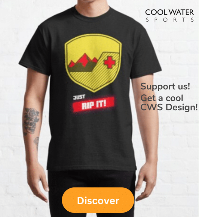 T-shirt with an original desing from coolwatersport about freeride skiing