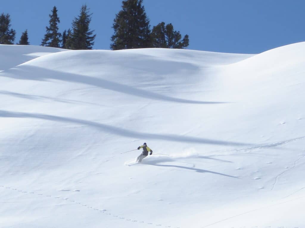 Freeride Skier making a powder turn