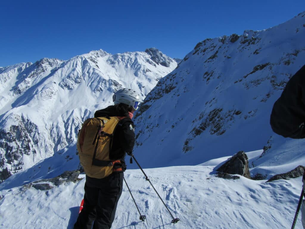 Freeride Skier preparing for a nice run in some sweet powder