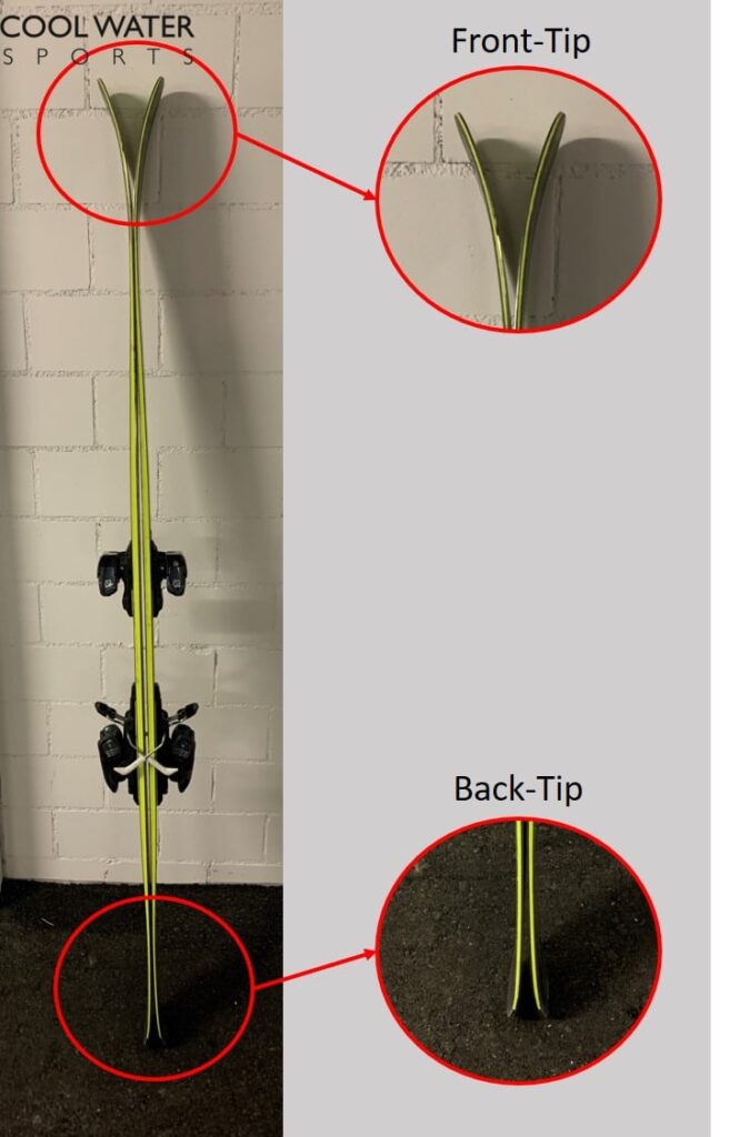 Twintip All-Mountain ski, picture explaining what twin tips on a ski are, allmountain ski with twin tips