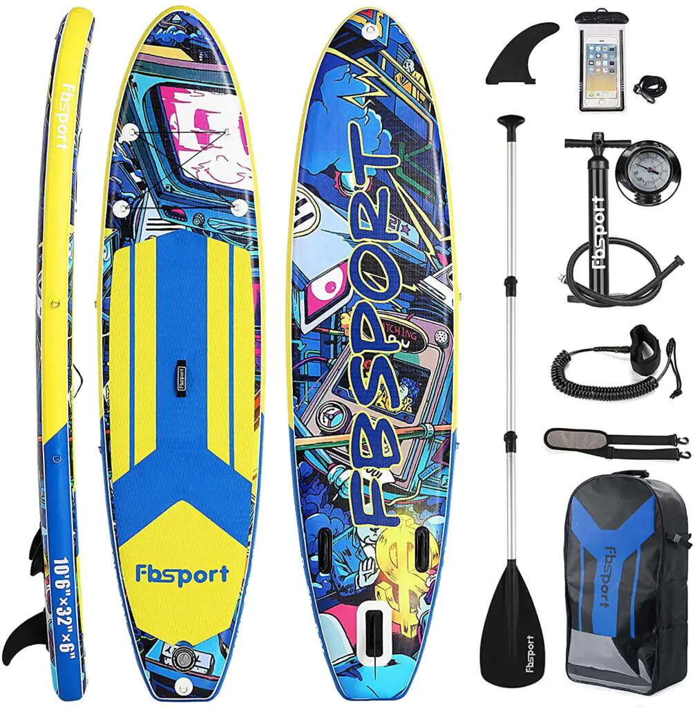 FBSports Premium Inflatable Stand Up Paddle Board. Alternative to the SereneLife Inflatable SUP Board as an affordable Stand Up Paddle Board