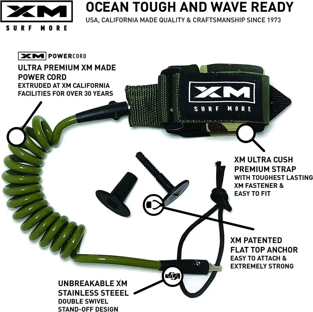 XM Surf Bodyboard Leash which is one of the best Bodyboard Leashes on the market as it has a lot of features like a double swivel and a neoprene handcuff