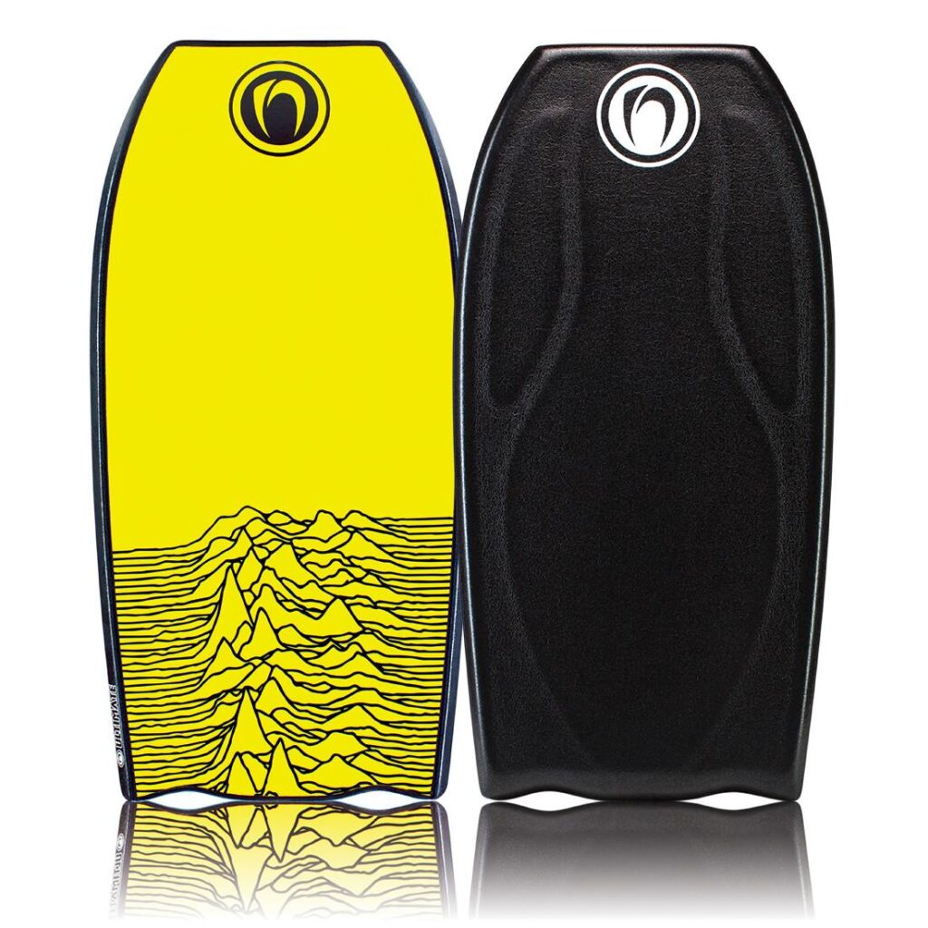 Picture showing a bodyboard or a boogie board with a bat tail