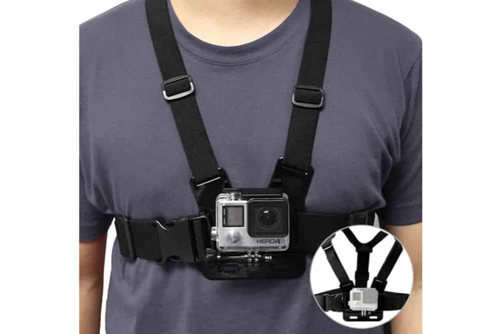 man wearing Chest Strap Mount, how to make videos with an action camera while Stand Up Paddling, how to take the GoPro with you when Paddleboarding