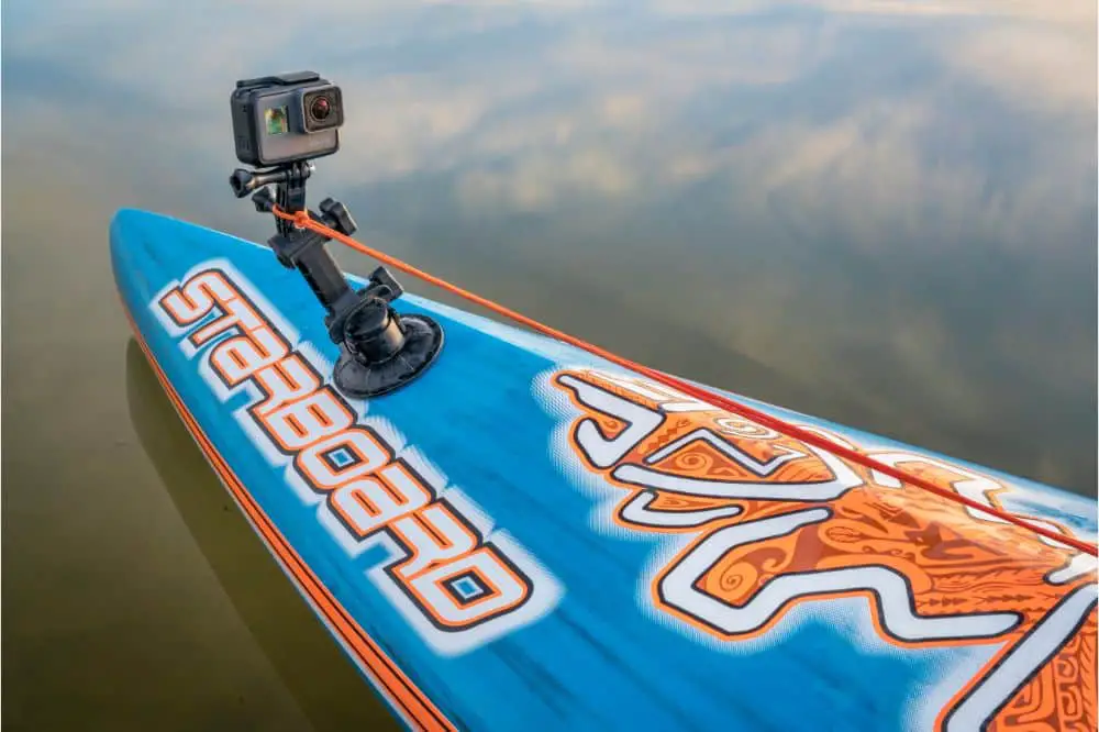 GoPro Hero camera on stand up paddleboard