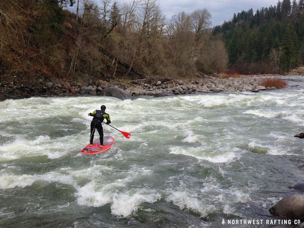 Stand Up Paddle Boarder in a Rapid, Whitewater Paddleboard, Whitewater SUP, Phot by Northwest Rafting Co