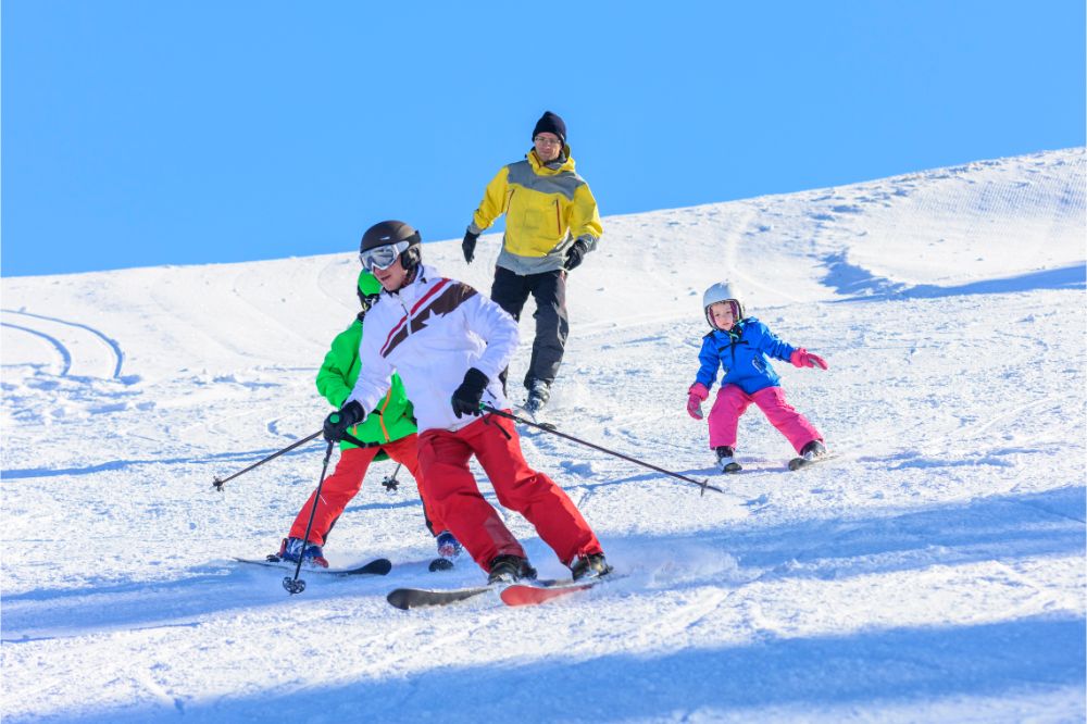 Family on skiing holiday