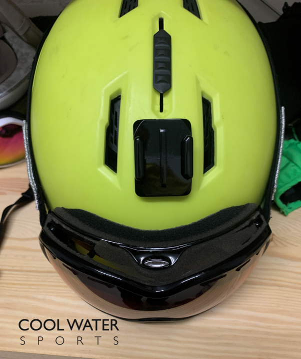 Skiing helmet having a GoPro 10 Action Camera mount